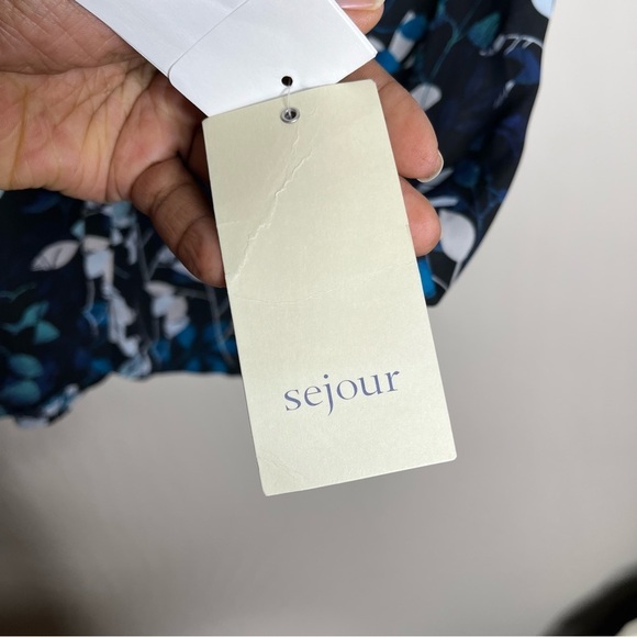 NWT Sejour Leaf Pattern Print Long Sleeve Button Down Front Blouse Size 14W - Picture 8 of 10